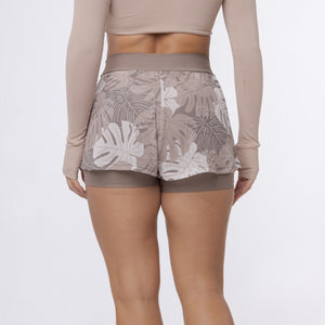 Short Duplo Tule Estampado - Costela Nude