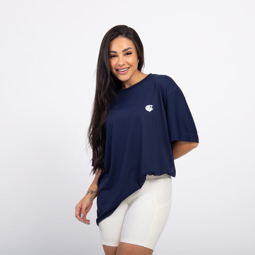 T-SHIRT OVERSIZED SPORT ATLETA - MARINHO e OFF WHITE