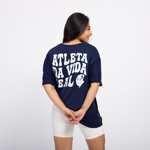 T-SHIRT OVERSIZED SPORT ATLETA - MARINHO e OFF WHITE
