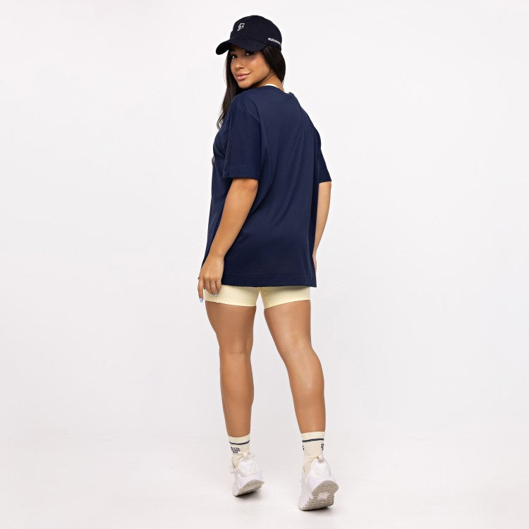 T-shirt Oversized Sport College Logo - Marinho Profundo