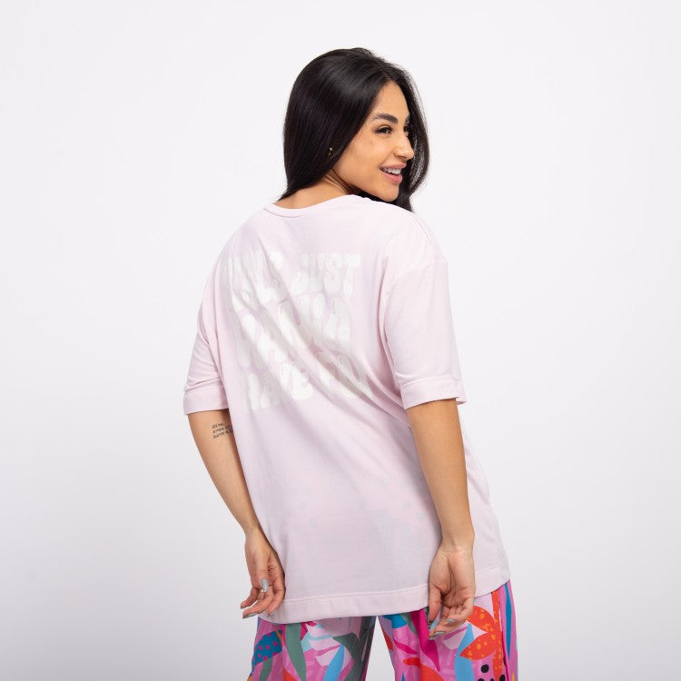 T-shirt Oversized Sport Have Fun - Ballet & Off White