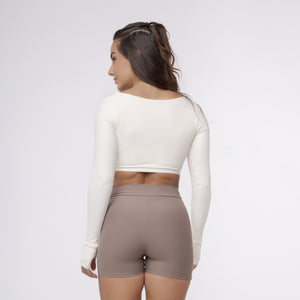 Top Cropped Manga Longa Sleek - Off White