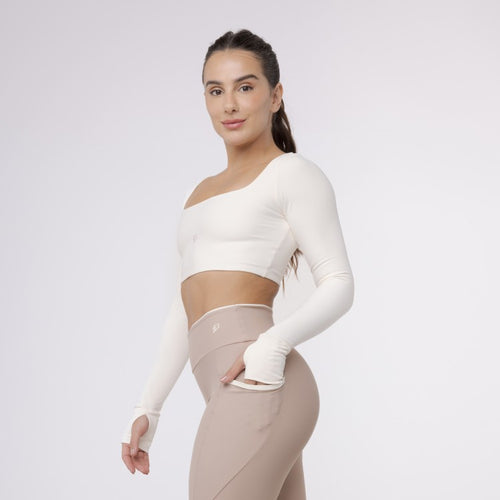 Top Cropped Manga Longa Sleek - Off White