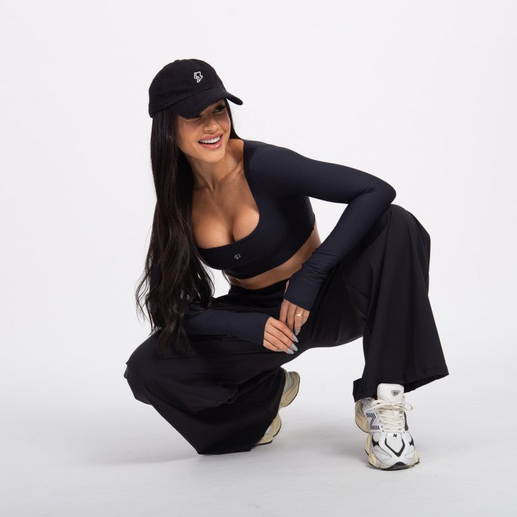 Top Cropped Manga Longa Sleek - Preto