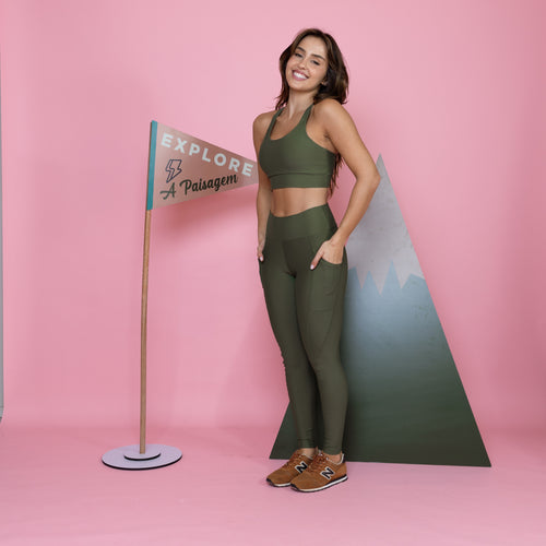 Top Camiseta Alça Larga - Verde Oliva