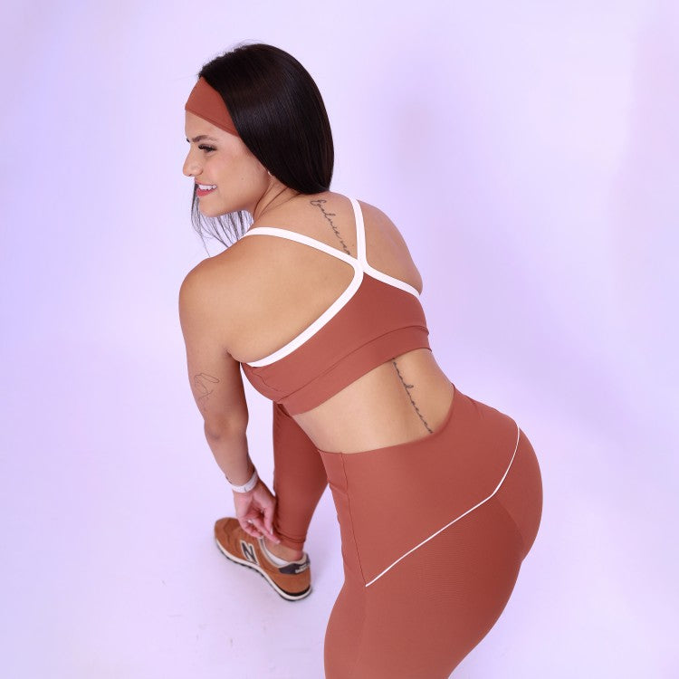 Top Alcinha Nadador Bicolor - Chocolate &amp; Off White