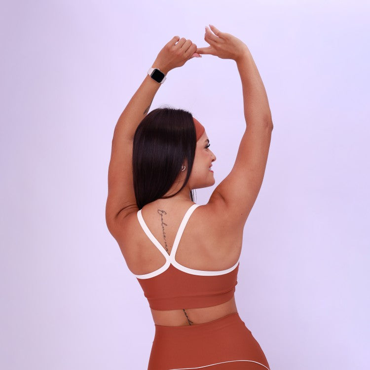 Top Alcinha Nadador Bicolor - Chocolate &amp; Off White