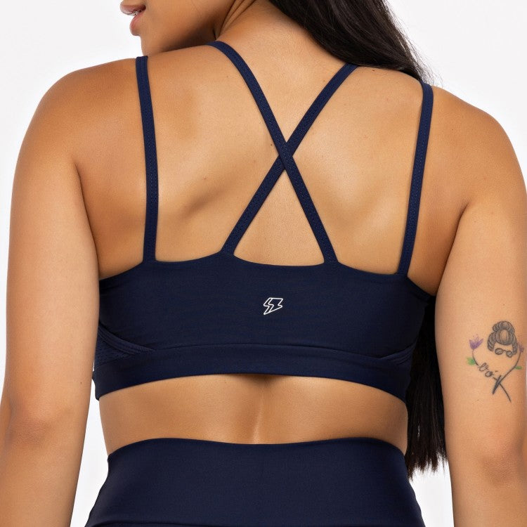 Top Mesh Cruzado Costas - Marinho Profundo
