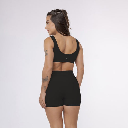 Top Camiseta Wave Bicolor - Preto e Off White