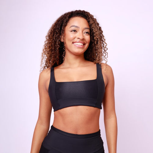 Top Camiseta Decote Quadrado Shine - Preto