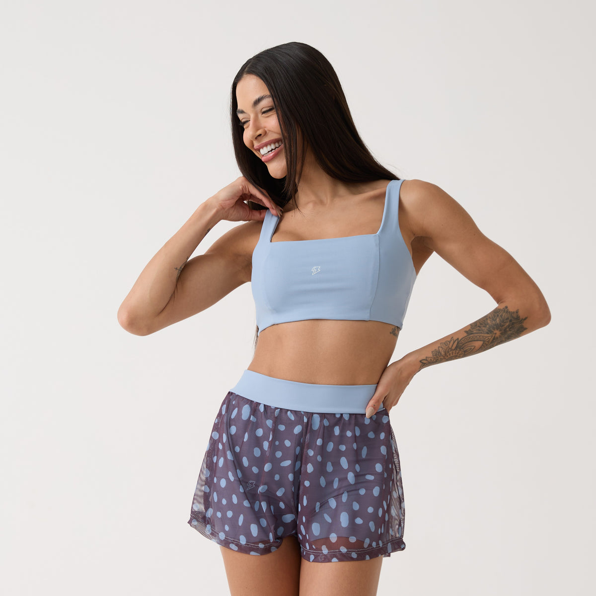 Top Camiseta Decote Quadrado - Azul Névoa