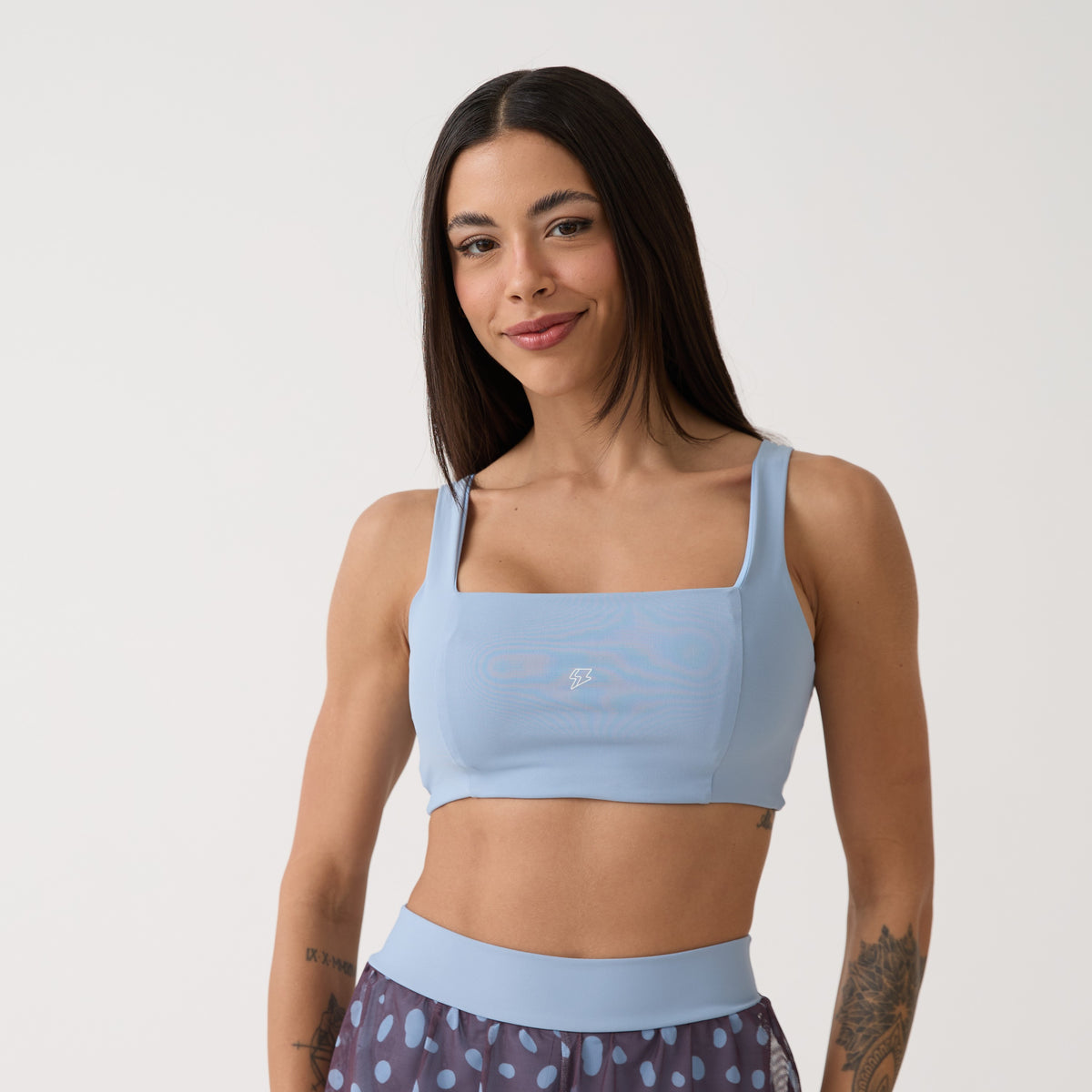 Top Camiseta Decote Quadrado - Azul Névoa