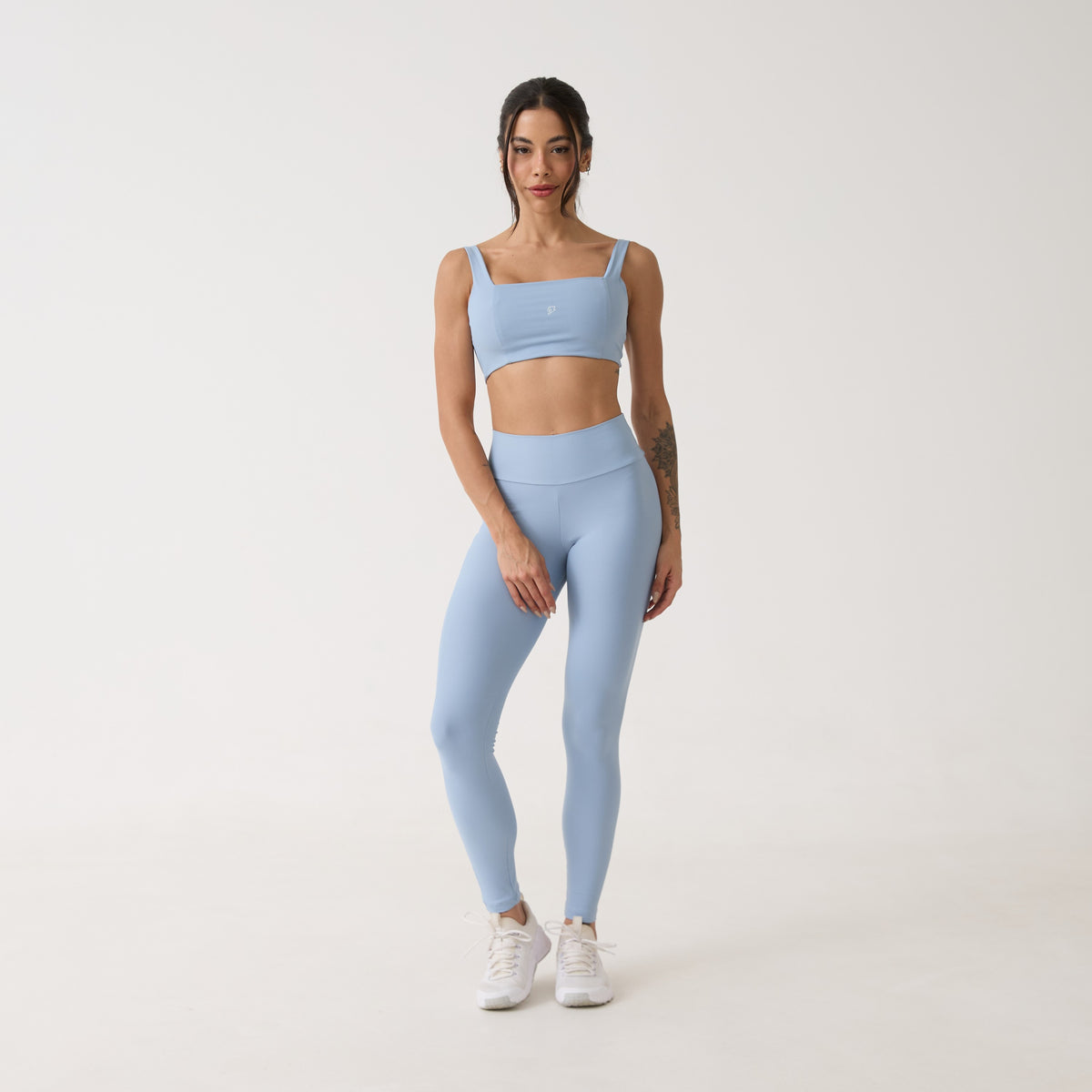 Top Camiseta Decote Quadrado - Azul Névoa