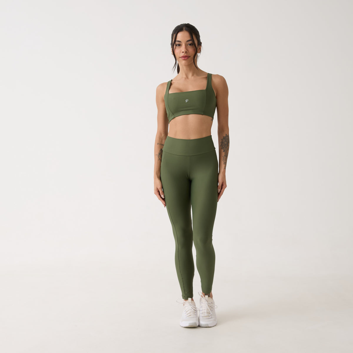 Top Camiseta Decote Quadrado - Verde Oliva