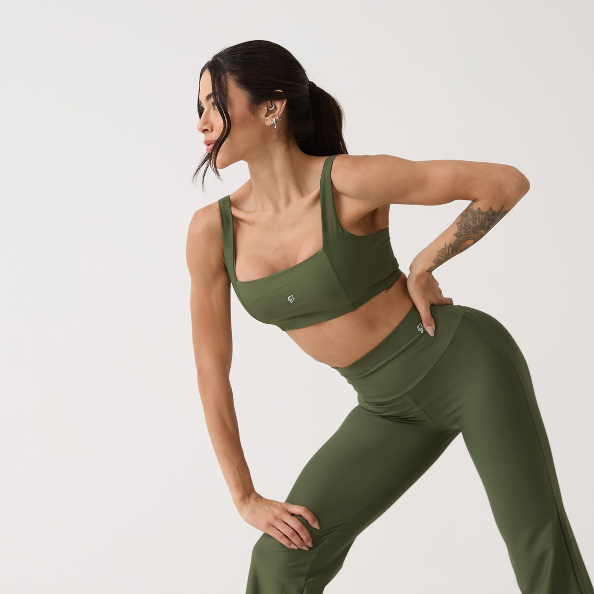 Top Camiseta Decote Quadrado - Verde Oliva