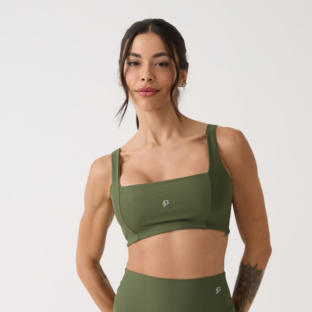 Top Camiseta Decote Quadrado - Verde Oliva