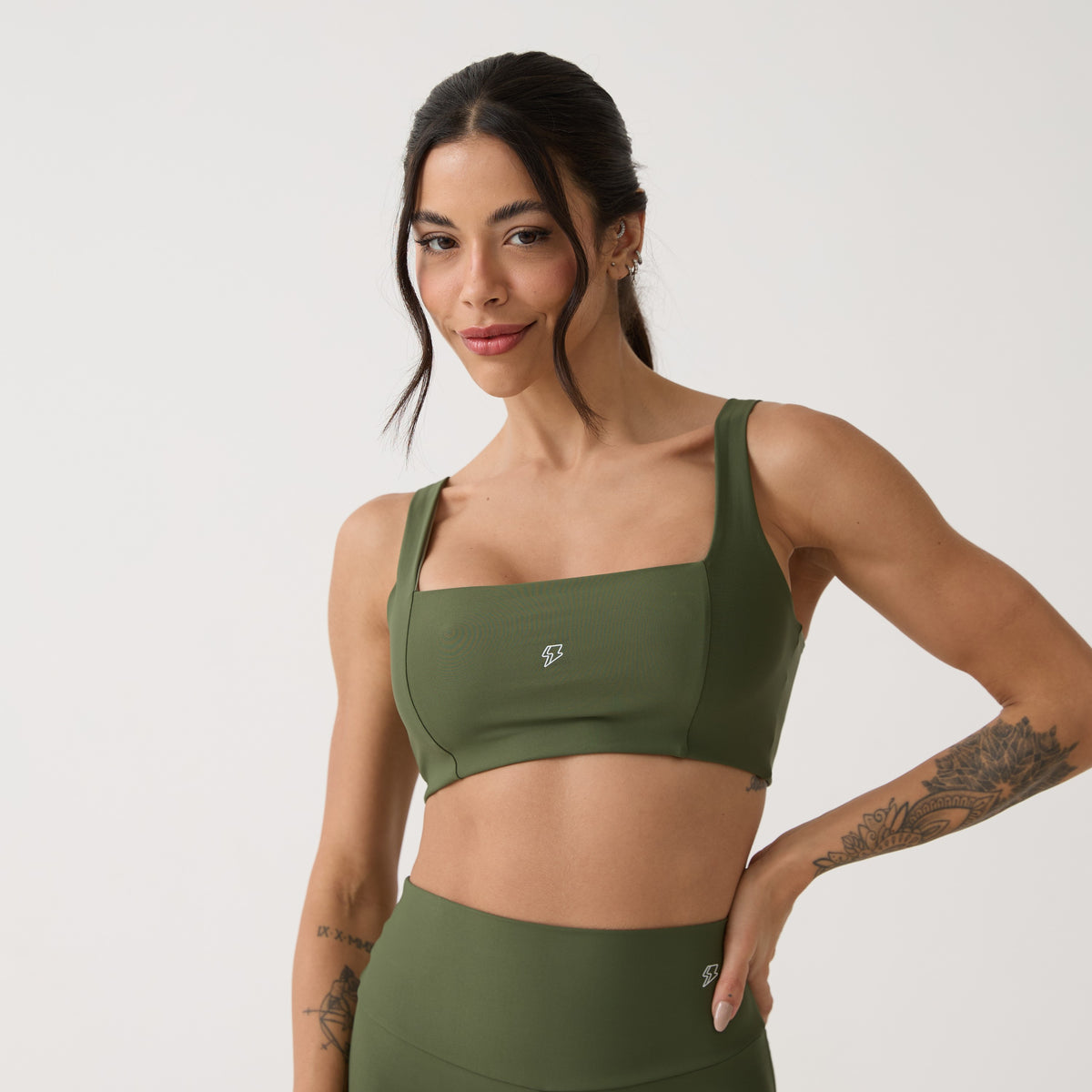 Top Camiseta Decote Quadrado - Verde Oliva