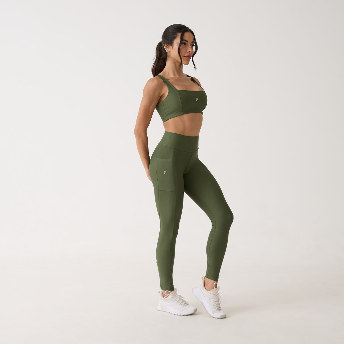 Top Camiseta Decote Quadrado - Verde Oliva