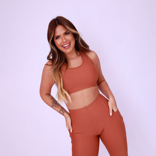 Top Nadador Bolso Running - Chocolate