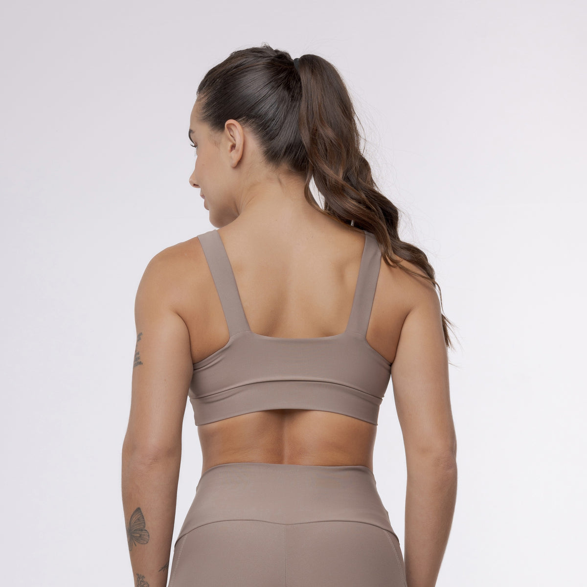 Top Camiseta Alça Elástico - Marrom Trufa