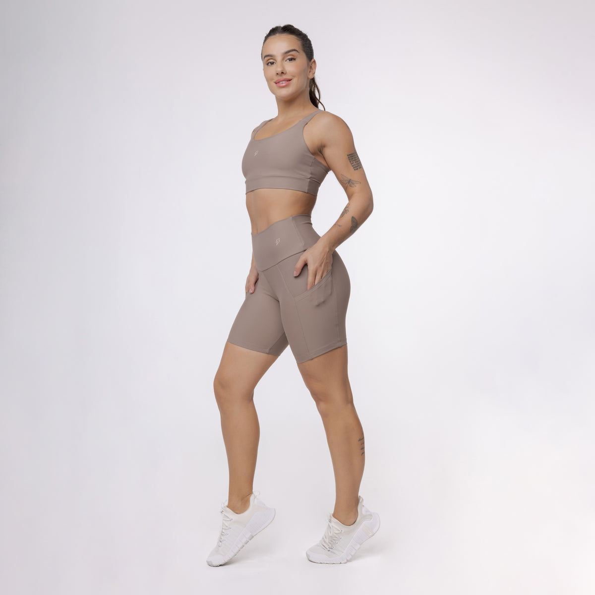 Top Camiseta Alça Elástico - Marrom Trufa