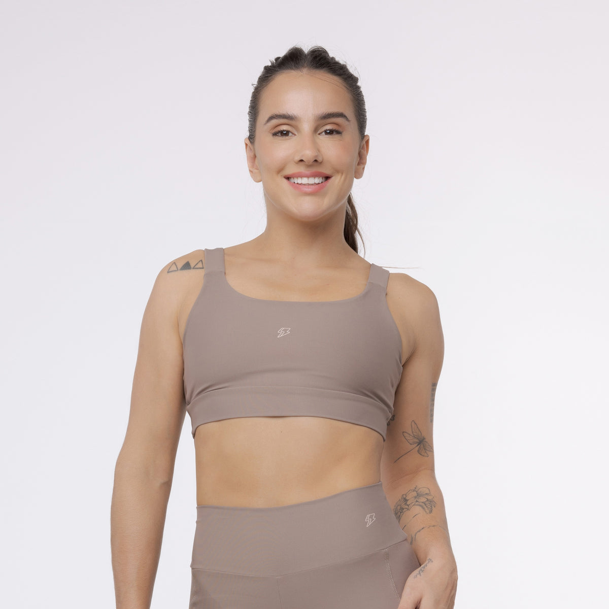 Top Camiseta Alça Elástico - Marrom Trufa