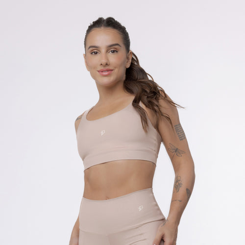 Top Camiseta Alça Elástico - Café com Leite