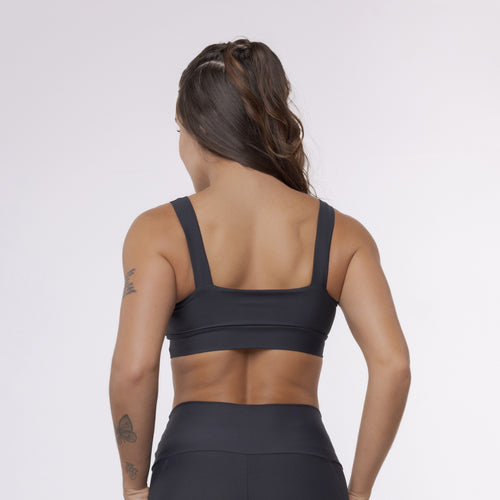Top Camiseta Alça Elástico - Preto