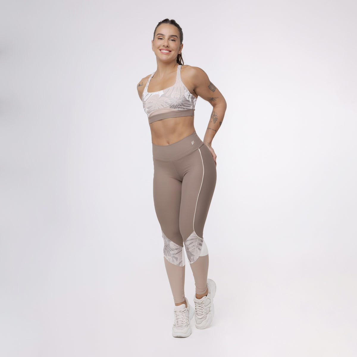 Top Nadador Meia Lua Estampado - Costela Nude