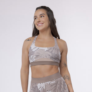 Top Nadador Meia Lua Estampado - Costela Nude